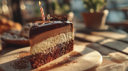 Chocolate Layer Cake with Birthday Candle