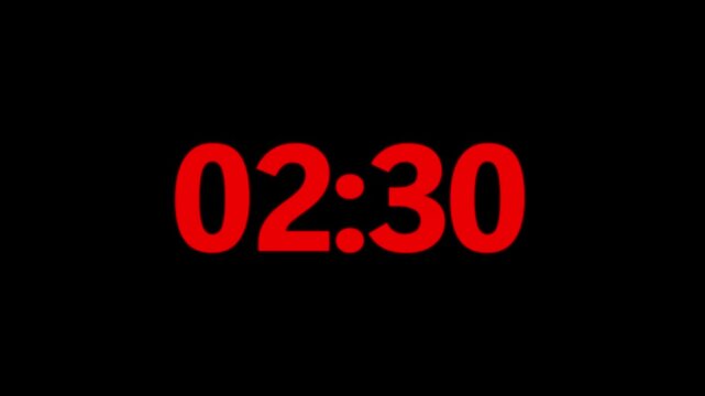 Abstract 3 minute timer countdown animation, countdown timer one minute animation from 180s to 0s countdown three minute countdown timer animation on transparent background 
