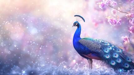 Majestic Peacock in a Shimmering Fantasy World