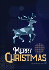 polygon style Christmas Card Design, Abstract Blue Christmas Card