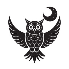 Mystical Owl Moon Harvest Artistic Emblem