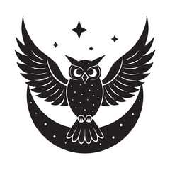 Cosmic Owl Moonrise Symbol Elegant Illustration