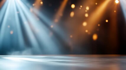 Dramatic stage lights and smoky atmosphere create a theatrical spotlight effect
