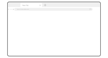 Empty browser window on transparent background. Empty web page mockup with toolbar