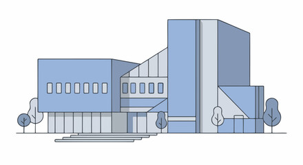 Modern Architectural Building with Sleek Design and Minimalist Aesthetics