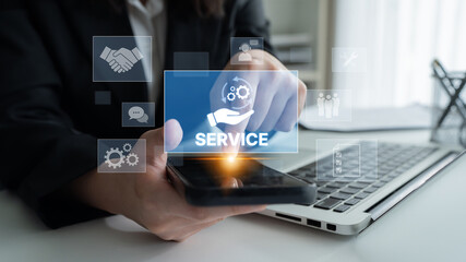 Customer service and support workflow with cooperation, communication, maintenance, and checklist icons for efficient service operation and user satisfaction Latch