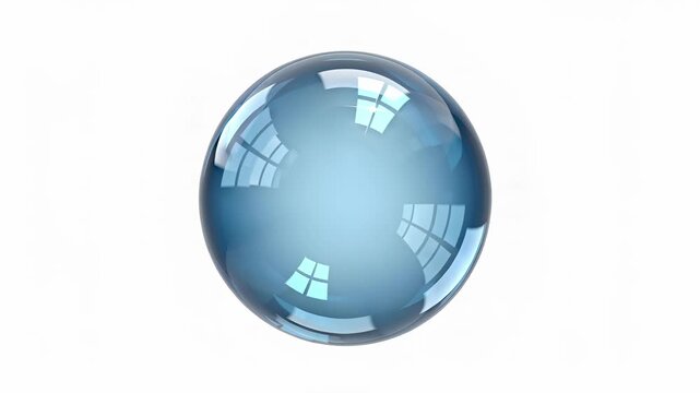 Water droplet rolling glistening with light reflecting on clear surface