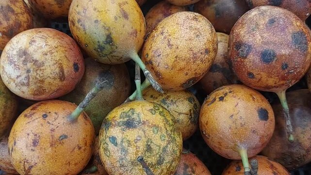 Fresh passion fruits at the market. Good source of Vitamins and Healthy fruit