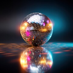 Obraz premium Disco ball illuminated against a dark background