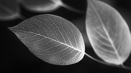 leaf on black background