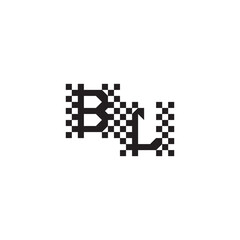 Fototapeta premium Alphabet Logo Monogram Design Modern Abstract Bold BL Initial Pixel Vector Alphabet