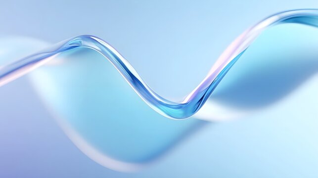 A luminous translucent ribbon of blue and purple light forms a dynamic wave on a soft gradient backdrop symbolizing fluidity grace and gentle motion
