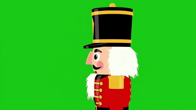 Animated Nutcracker Soldier On Green Screen Background.