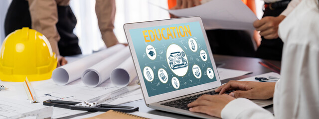 E-learning website with sofware for student to study online on the internet network brisk