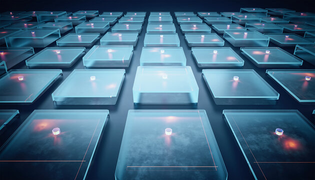 Futuristic 3D Crystal Glass Charts and Abstract Elements for Data Visualization