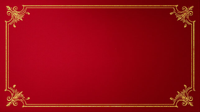 エレガントな金色の装飾枠と質感のある赤い背景の高級感あふれるフレーム