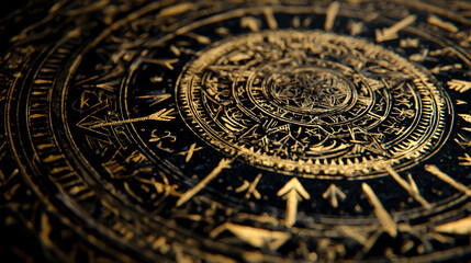 Many intricate symbols arranged in an elaborate mandala pattern