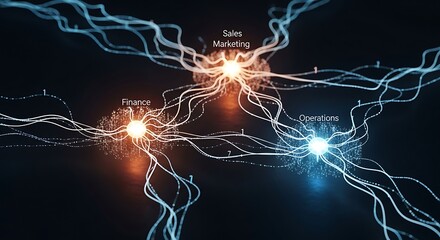 Interconnected Business Departments - Finance, Sales  Marketing, and Operations.