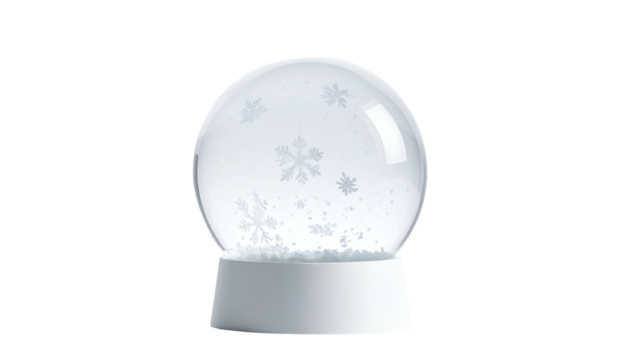 White snow globe with floating snowflakes on a black backdrop - Powered by Adobe