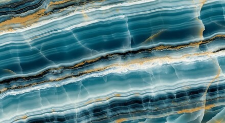 Abstract layered blue stone texture with golden veins for backgrounds