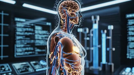 Anatomical human body digital render medical visualization for scientific research - Powered by Adobe
