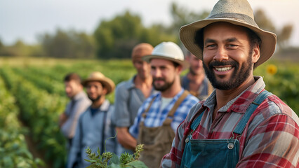 Multiple farmers working