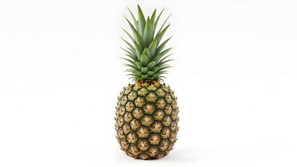 Single whole pineapple isolated on a clean white background studio shot