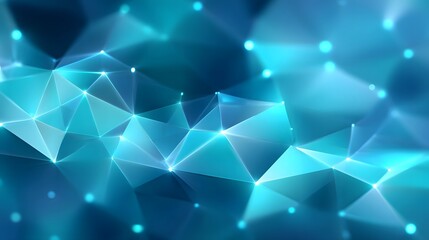 Futuristic abstract geometric network formed by interconnected lines glowing nodes and radiant polygons representing digital connections and technological innovation in blue hues