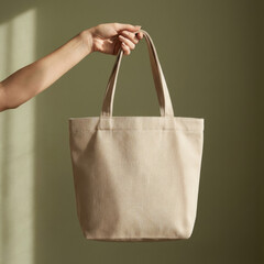 Neutral Beige Tote Bag Mockup Featuring Natural Fabric Texture for Packaging Design