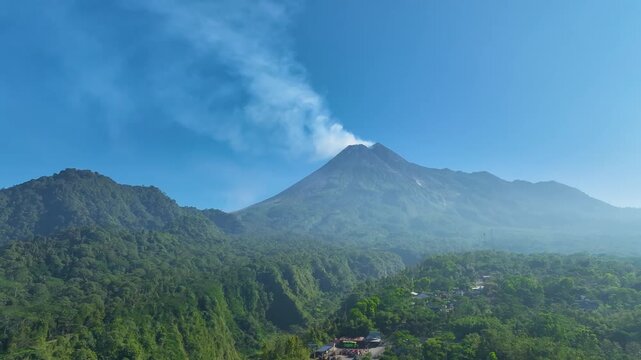 Aerial Shot of Mount Merapi Volcano Crater &ndash; Nature Footage