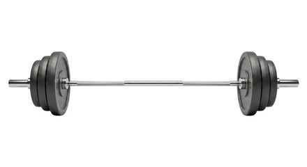 Weightlifting Barbell with Plates on Transparent isolated canvas, Fitness Equipment, Gym Tool,