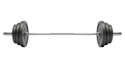 Weightlifting Barbell with Plates on Transparent isolated canvas, Fitness Equipment, Gym Tool,