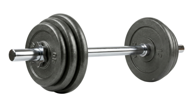 Dumbbell on Isolated Transparent Background, Weightlifting and Fitness Equipment, Studio Shot, Gym - Powered by Adobe