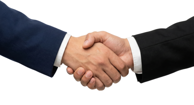 Handshake symbolizes agreement partnership two people hands meeting cooperation