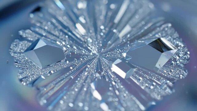 Time lapse crystallization growth with time lapse of crystal growth; macro effect Crystallization Process style featuring crystal growth, macro photography, time lapse, natural processes, cinematic