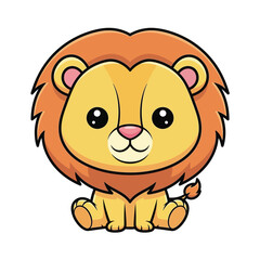 Adorable Cartoon Lion Cub with Big Eyes and Fluffy Mane.