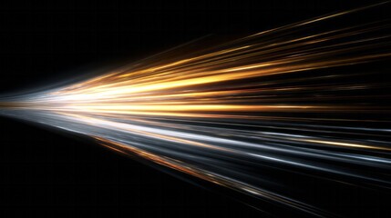 Dynamic streaks of brilliant orange and silver light accelerate rapidly across a dark background.