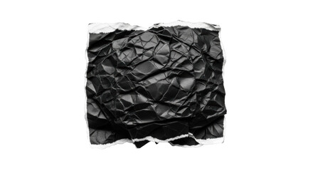 Naklejka premium Deeply crumpled black paper with rough torn edges and sharp white creases, isolated on a transparent background with soft studio light, hyperdetailed grunge texture concept