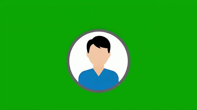 Looping Illustrated Male Avatar On Green Screen Background.