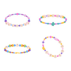 Colorful Beaded Friendship Bracelets with Letter Beads Collection