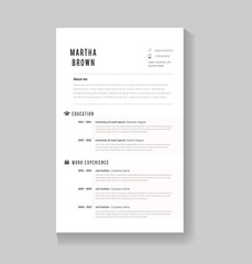 Simple Resume Template  Clean Minimalist CV Design