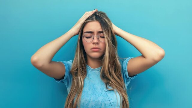 A woman covers her face with her hands, possibly feeling embarrassed or shy