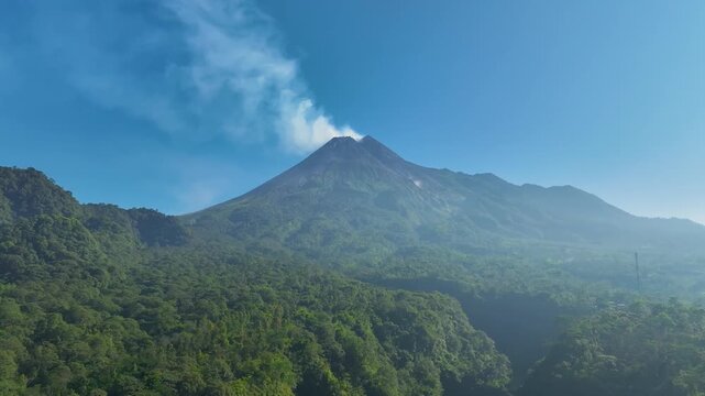 Mount Merapi from Above &ndash; 4K Drone Aerial Volcano Scenery