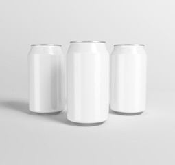 Realistic refreshing aluminum beverage can mockup