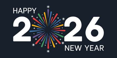 2026 Happy New Year logo vector design, trendy and festive template for greeting cards, holiday decorations
