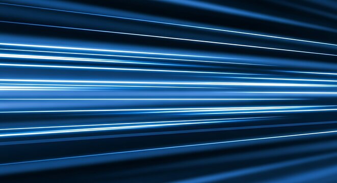 Abstract light trails dynamic blue lines against dark background