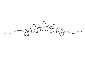 Continuous one line drawing of star rating Concept of rating service and customer reviews vector illustration
