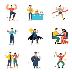 Fototapeta premium Celebration vector Flat illustration Set 1