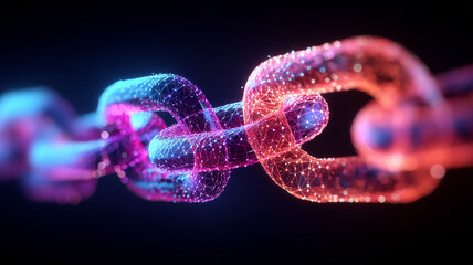 A symbolic digital chain representing secure data connections and resilient technological links, highlighting strength in advanced network infrastructure.
