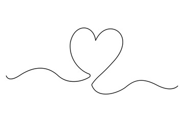 Heart continuous one line drawing hand drawn illustration
